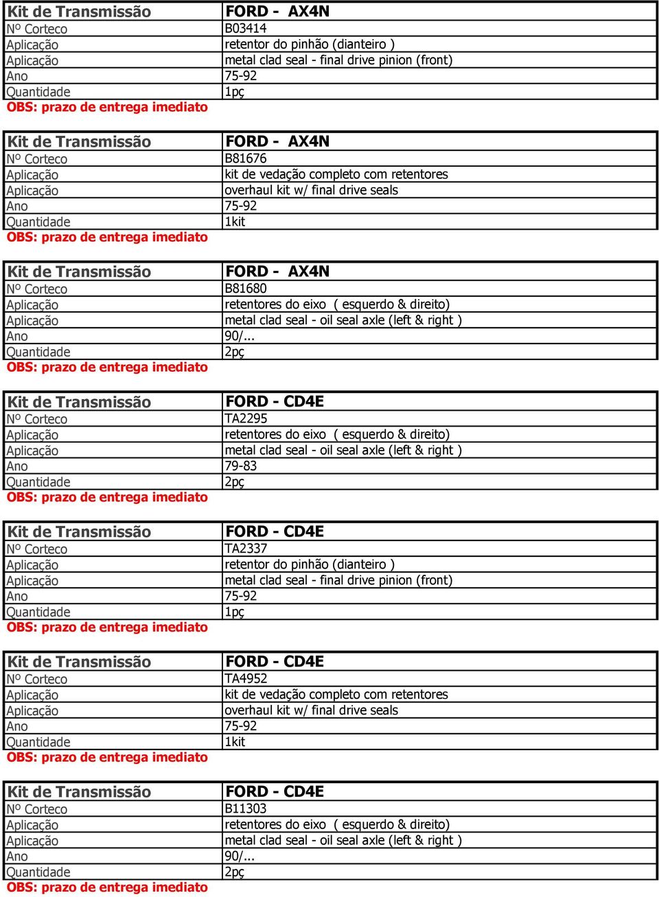 CD4E TA2295 FORD - CD4E TA2337