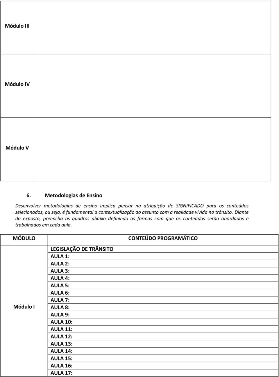 selecionados, ou seja, é fundamental a contextualização do assunto com a realidade vivida no trânsito.