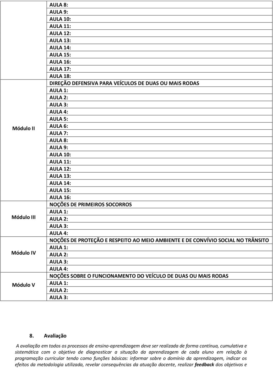 FUNCIONAMENTO DO VEÍCULO DE DUAS OU MAIS RODAS 8.