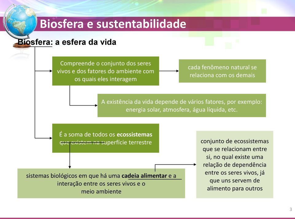 É a soma de todos os ecossistemas que existem na superfície terrestre sistemas biológicos em que há uma cadeia alimentar e a interação entre os seres