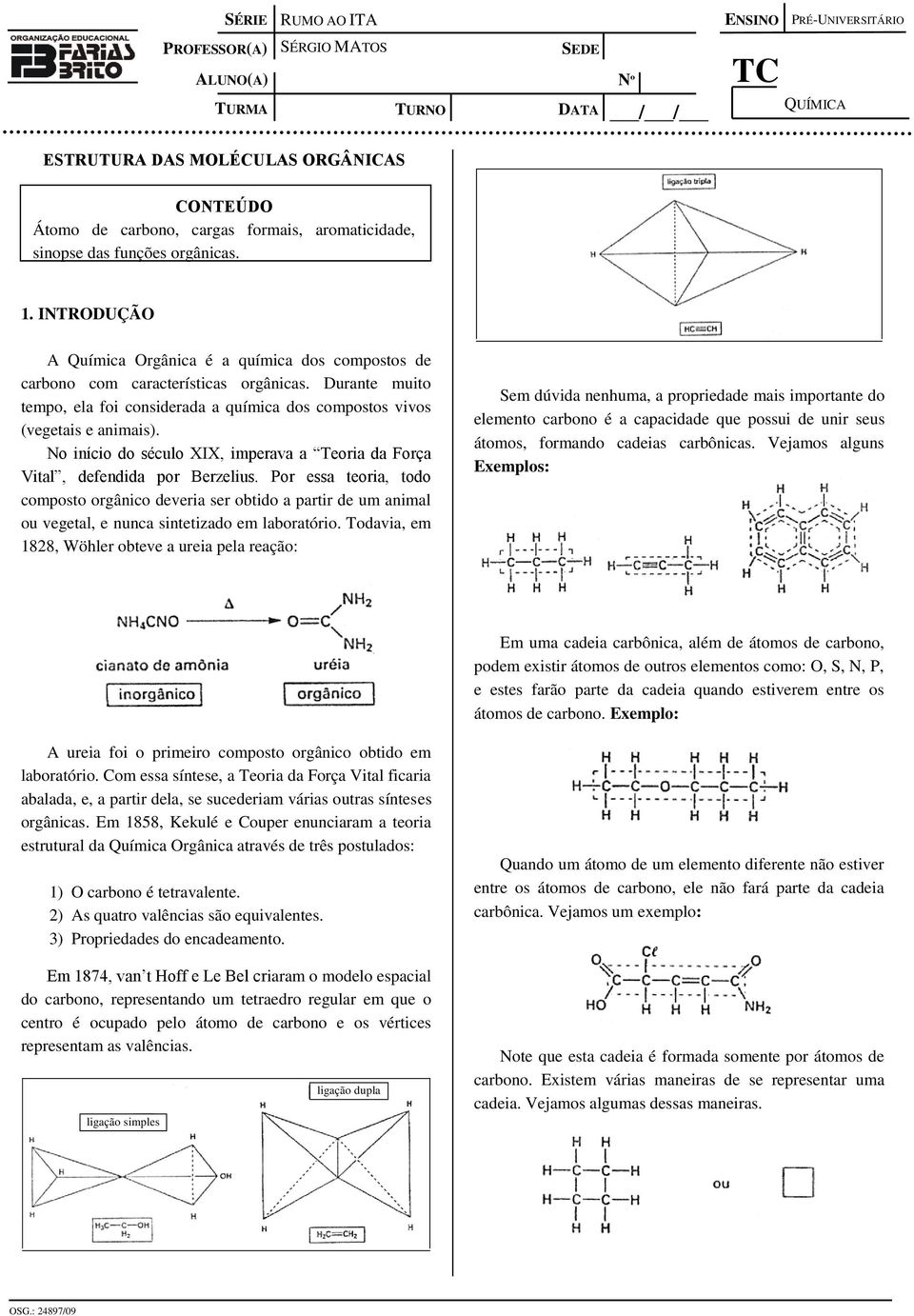 Durante muito tempo, ela foi considerada a química dos compostos vivos (vegetais e animais). No início do século XIX, imperava a Teoria da Força Vital, defendida por Berzelius.