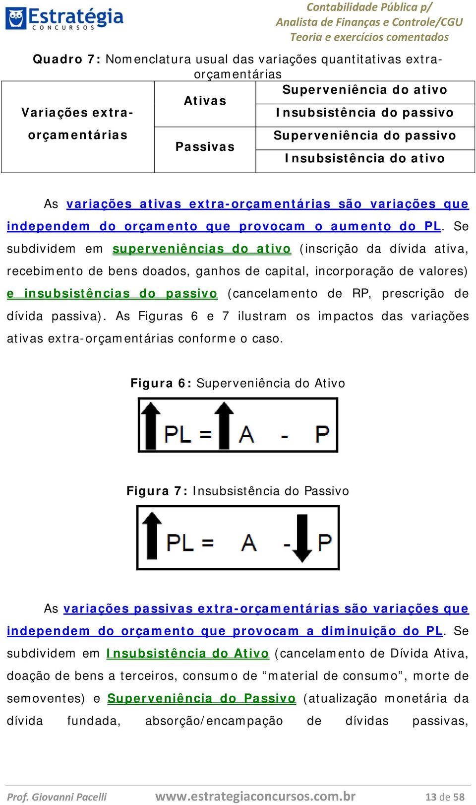 Se subdividem em superveniências do ativo (inscrição da dívida ativa, recebimento de bens doados, ganhos de capital, incorporação de valores) e insubsistências do passivo (cancelamento de RP,