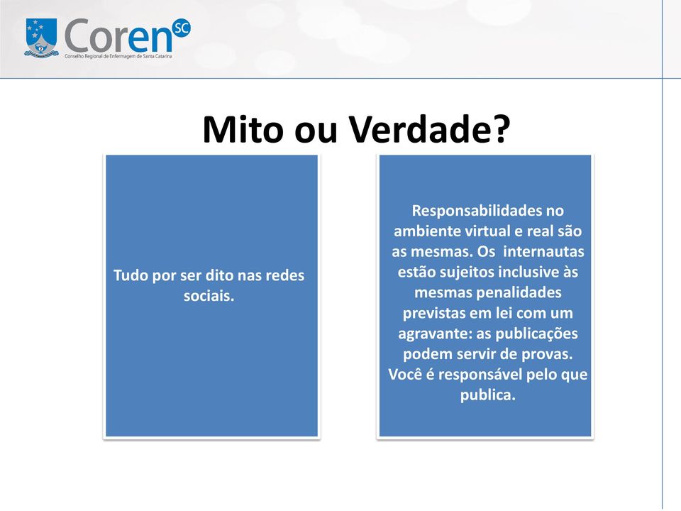 Os internautas estão sujeitos inclusive às mesmas penalidades previstas