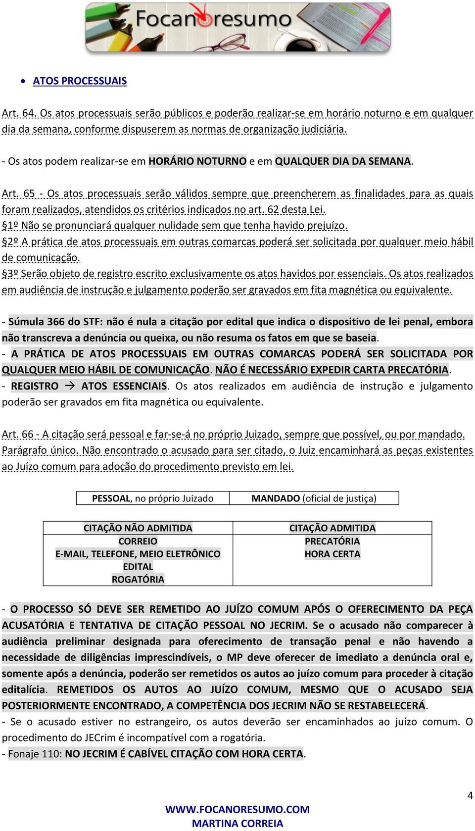 65 - Os atos processuais serão válidos sempre que preencherem as finalidades para as quais foram realizados, atendidos os critérios indicados no art. 62 desta Lei.