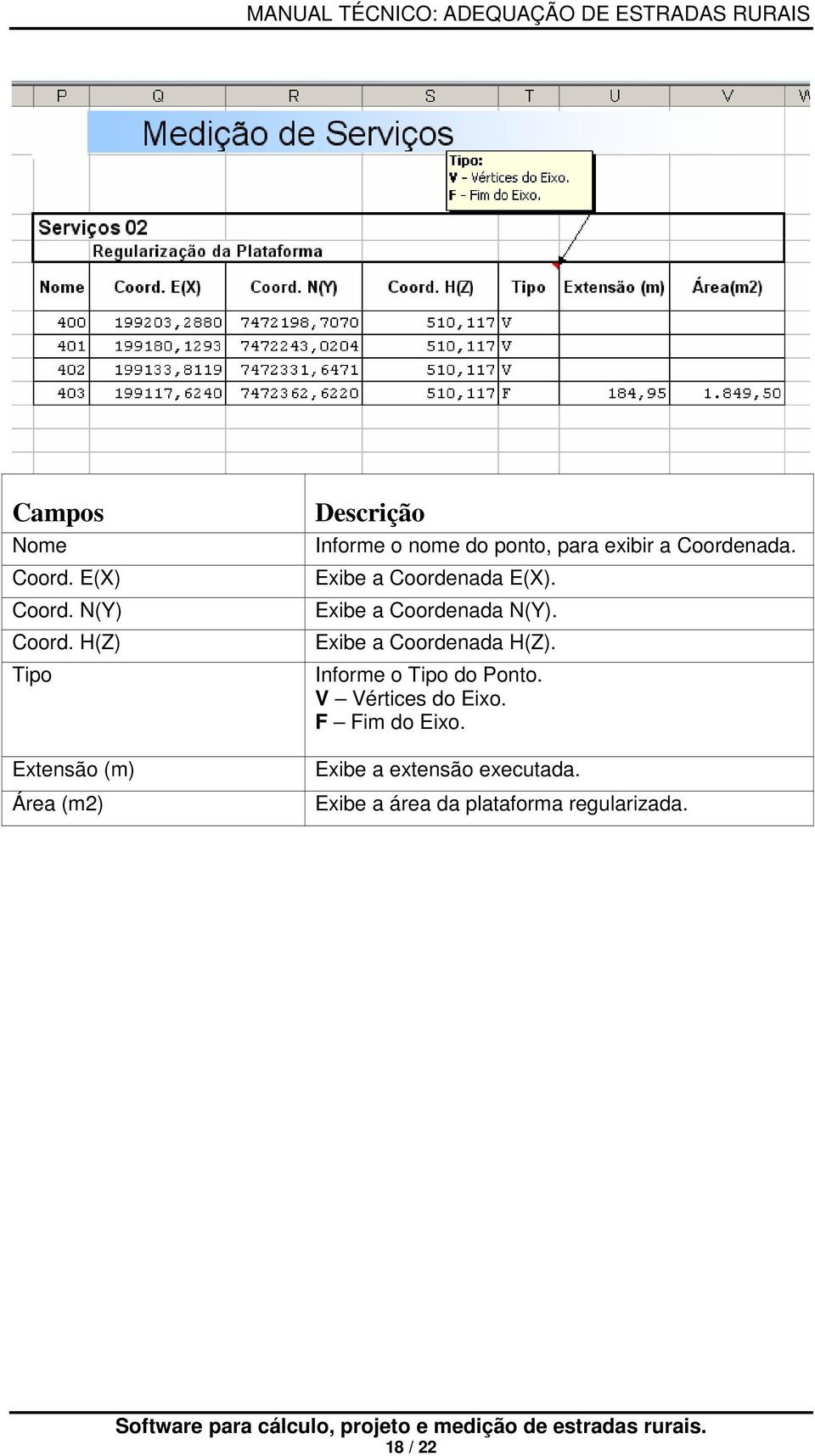 Exibe a Coordenada E(X). Exibe a Coordenada N(Y). Exibe a Coordenada H(Z).