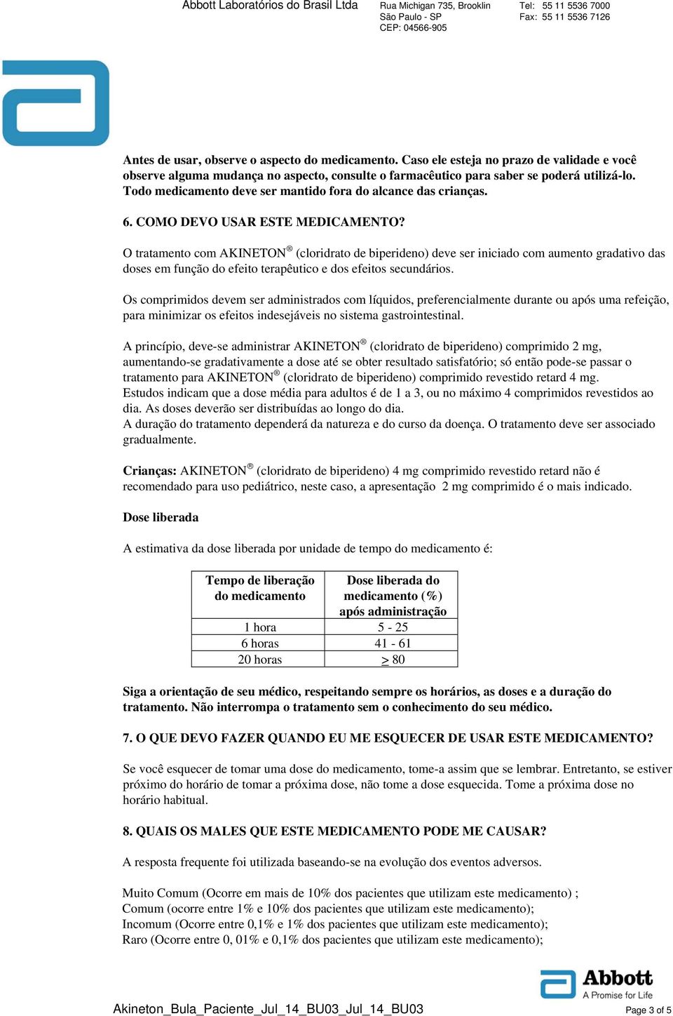 O tratamento com AKINETON (cloridrato de biperideno) deve ser iniciado com aumento gradativo das doses em função do efeito terapêutico e dos efeitos secundários.