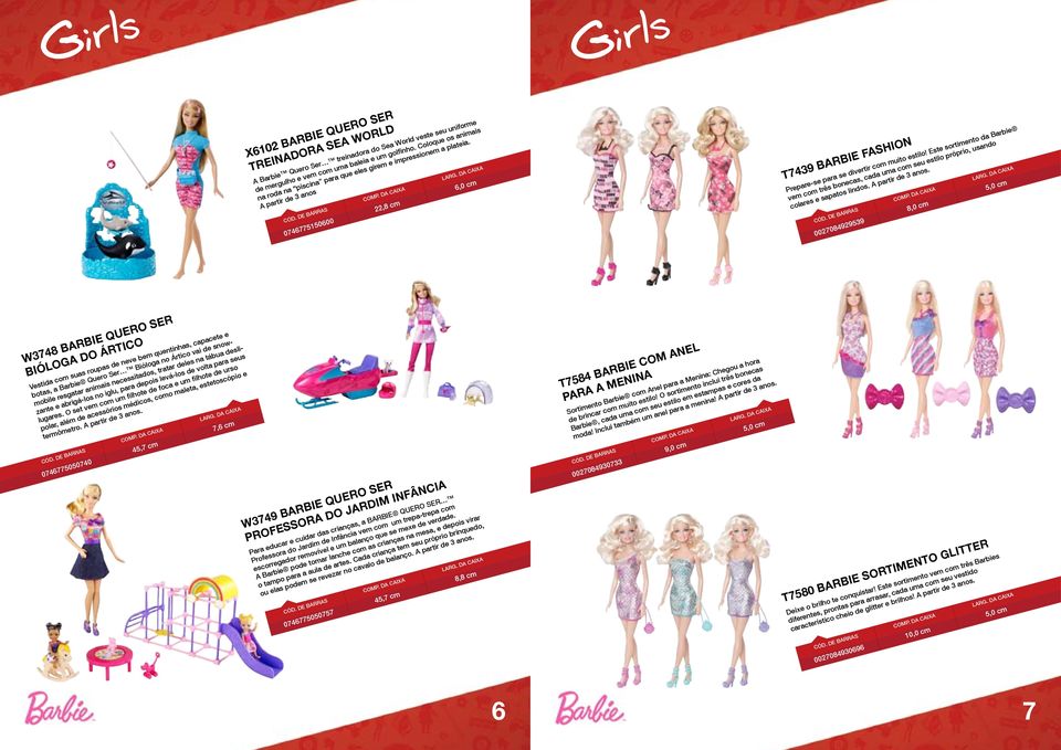 Este sortimento da Barbie vem com três bonecas, cada uma com seu estilo próprio, usando colares e sapatos lindos.