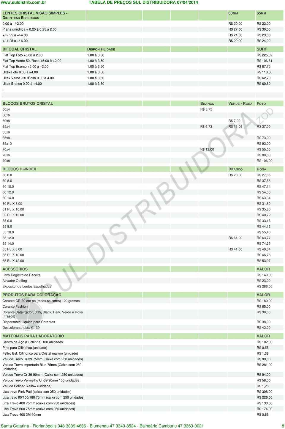 00 à +4,00 1.00 à 3.50 R$ 118,80 Ultex Verde -50 /Rosa 0.00 à 4.00 1.00 à 3.50 R$ 62,70 Ultex Branco 0.00 à +4,00 1.00 à 3.50 R$ 60,80.