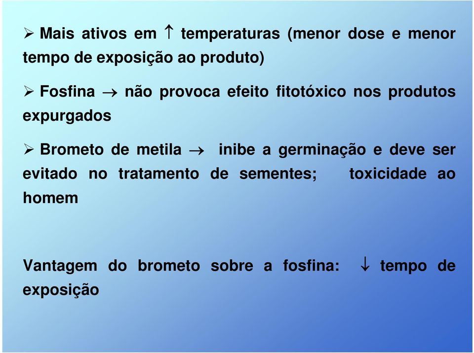 Brometo de metila inibe a germinação e deve ser evitado no tratamento de