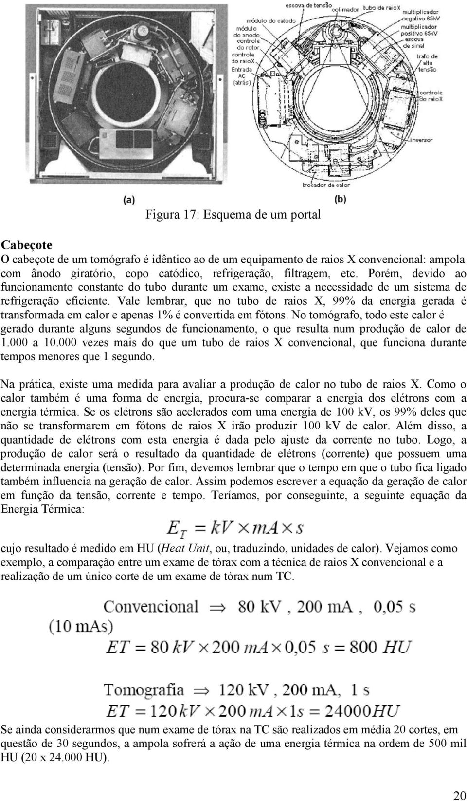 Vale lembrar, que no tubo de raios X, 99% da energia gerada é transformada em calor e apenas 1% é convertida em fótons.