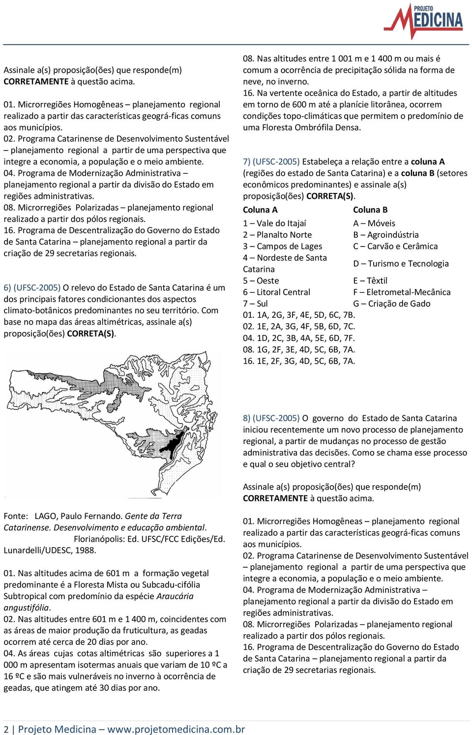 Programa Catarinense de Desenvolvimento Sustentável planejamento regional a partir de uma perspectiva que integre a economia, a população e o meio ambiente. 04.