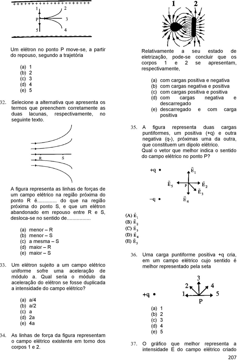 Relativamente a seu estado de eletrização, pode-se concluir que os corpos 1 e 2 se apresentam, respectivamente, (a) com cargas positiva e negativa (b) com cargas negativa e positiva (c) com cargas