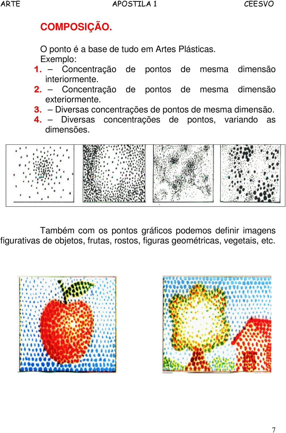 Concentração de pontos de mesma dimensão exteriormente. 3.