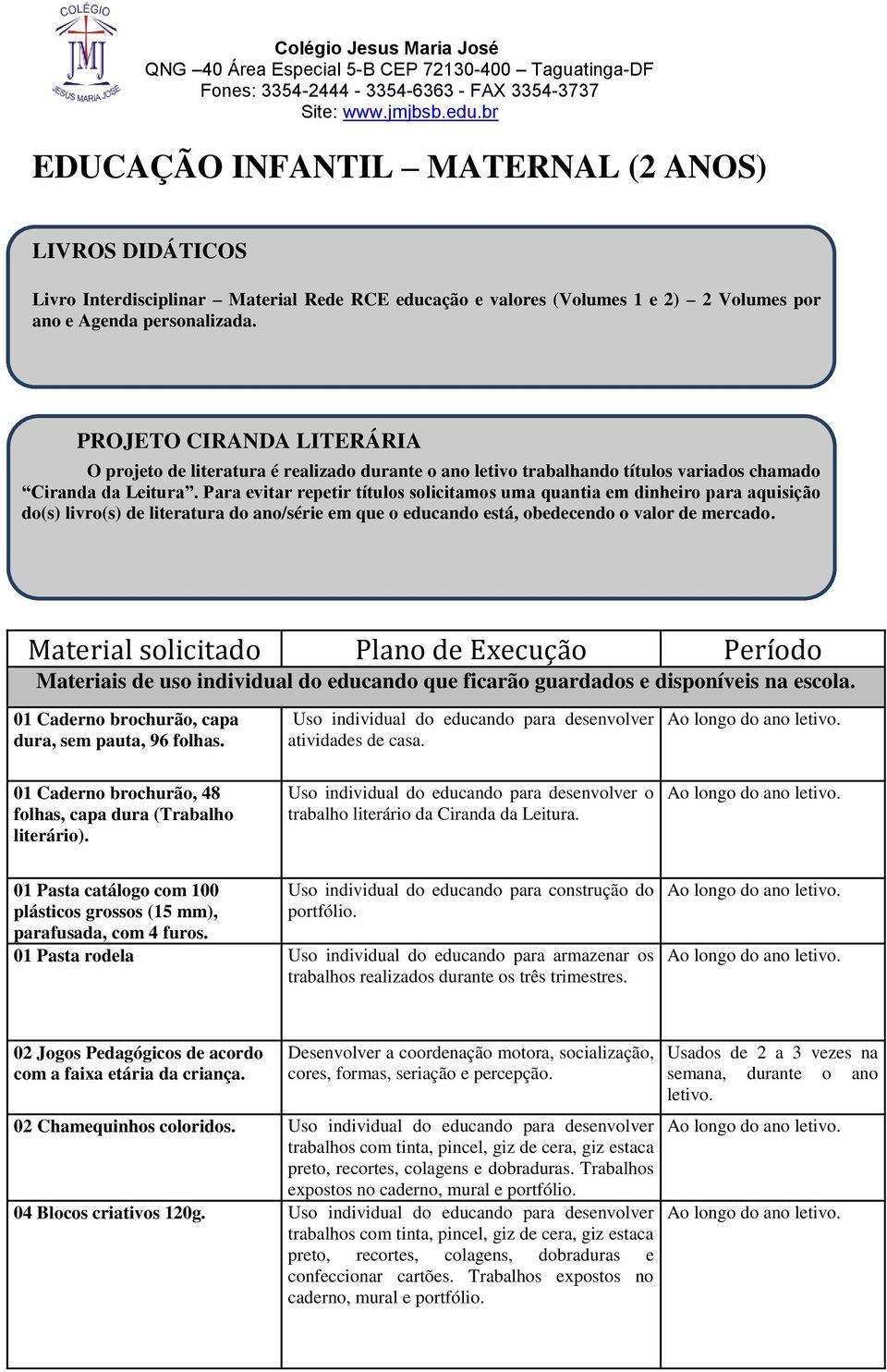 Para evitar repetir títulos solicitamos uma quantia em dinheiro para aquisição do(s) livro(s) de literatura do ano/série em que o educando está, obedecendo o valor de mercado.