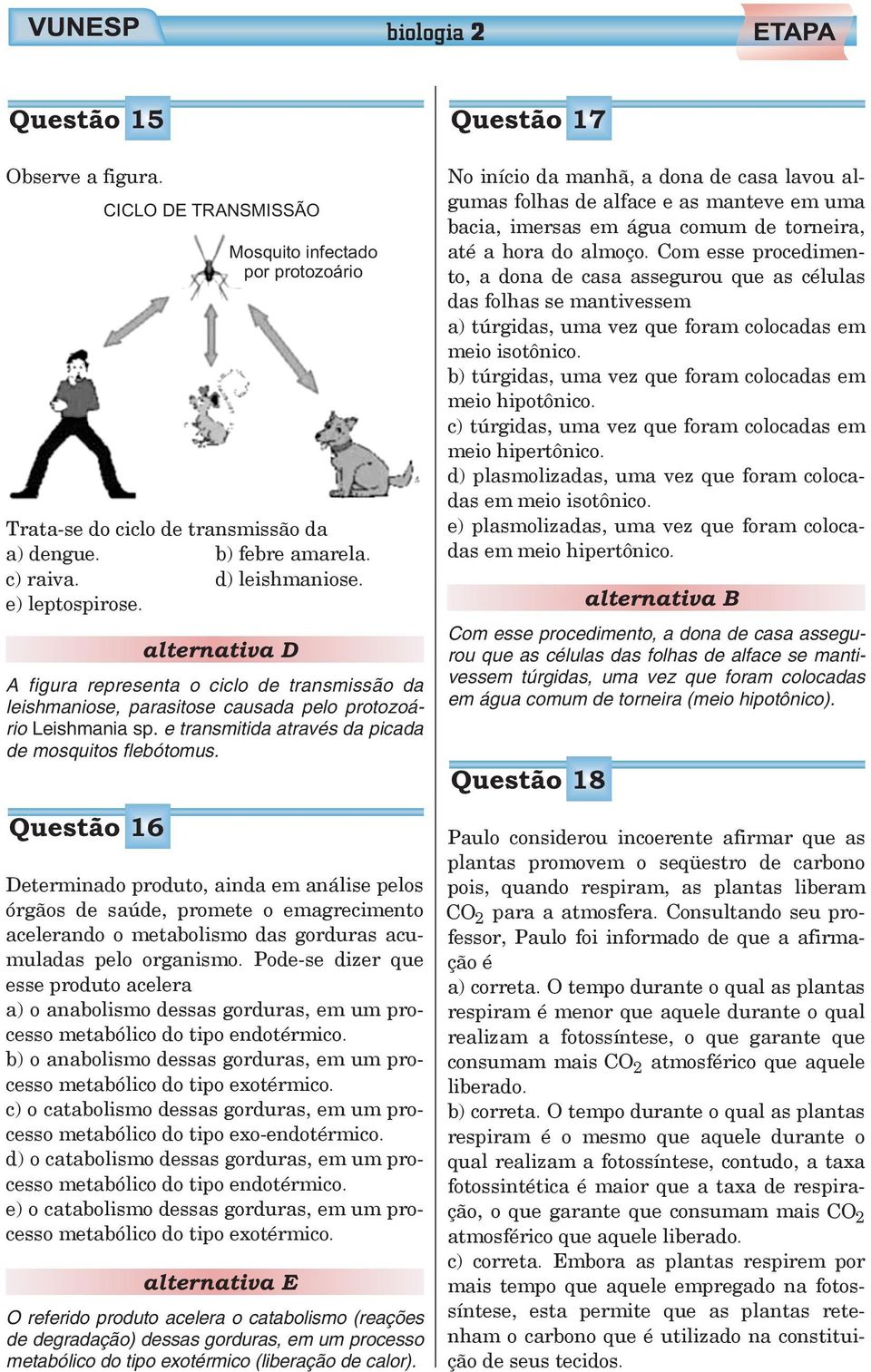 Questão 16 CICLO DE TRANSMISSÃO Determinado produto, ainda em análise pelos órgãos de saúde, promete o emagrecimento acelerando o metabolismo das gorduras acumuladas pelo organismo.