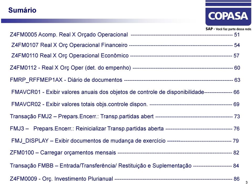 Z4FM0110 Real X Orç Operacional Econômico ---------------------------------------------------------- 57 Z4FM0112 - Real X Orç Oper (det.