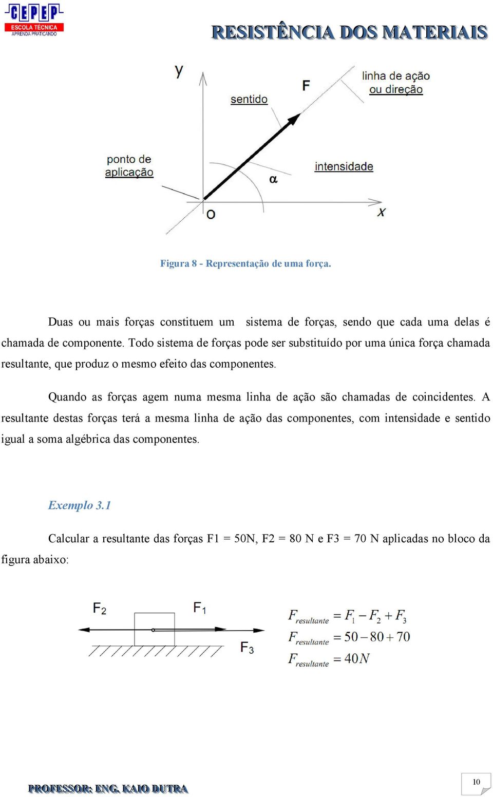 Quando as forças agem numa mesma linha de ação são chamadas de coincidentes.