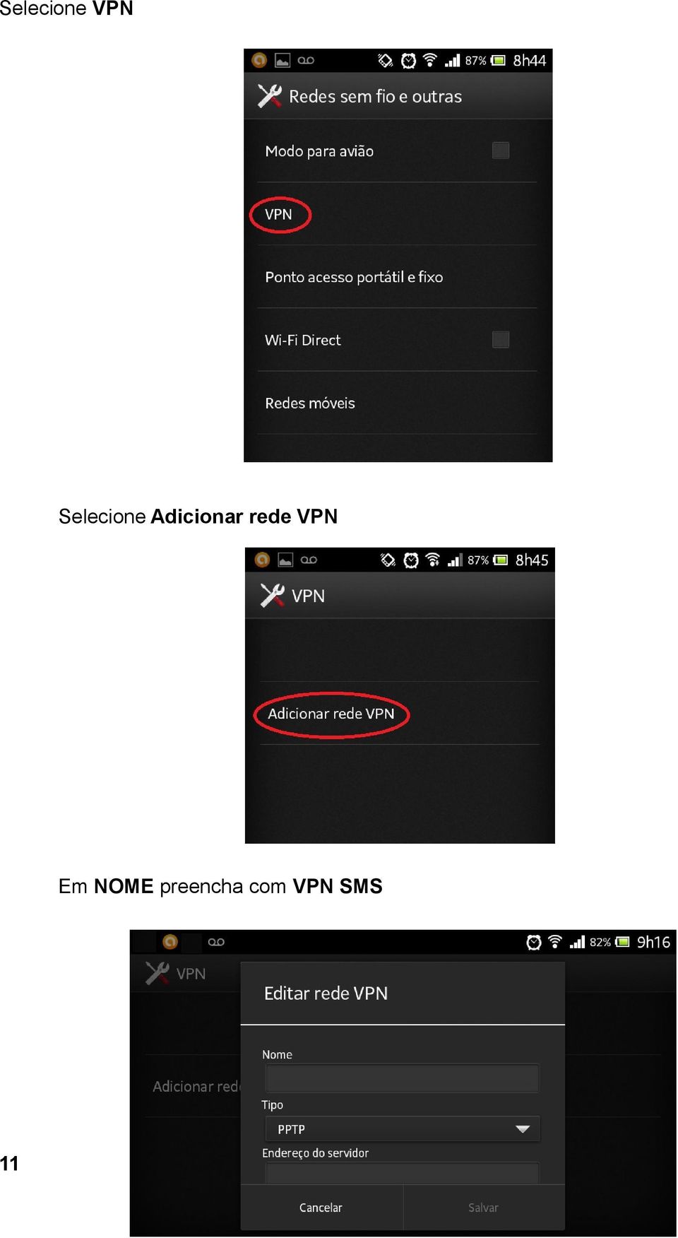 Adicionar rede VPN