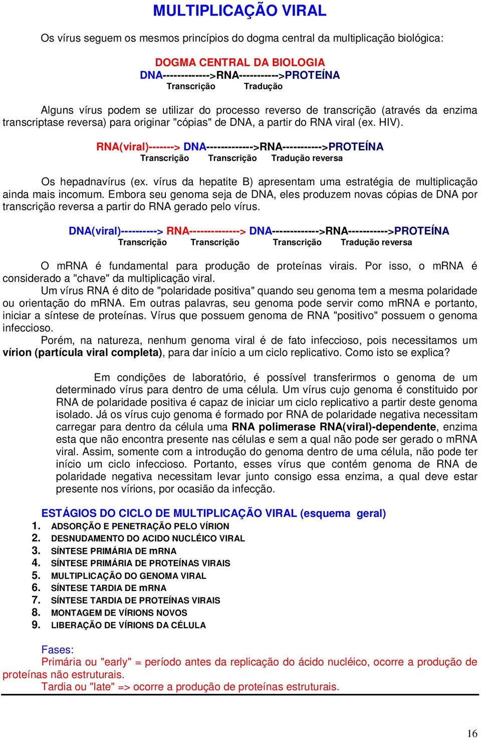 RNA(viral)-------> DNA------------->RNA----------->PROTEÍNA Transcrição Transcrição Tradução reversa Os hepadnavírus (ex.