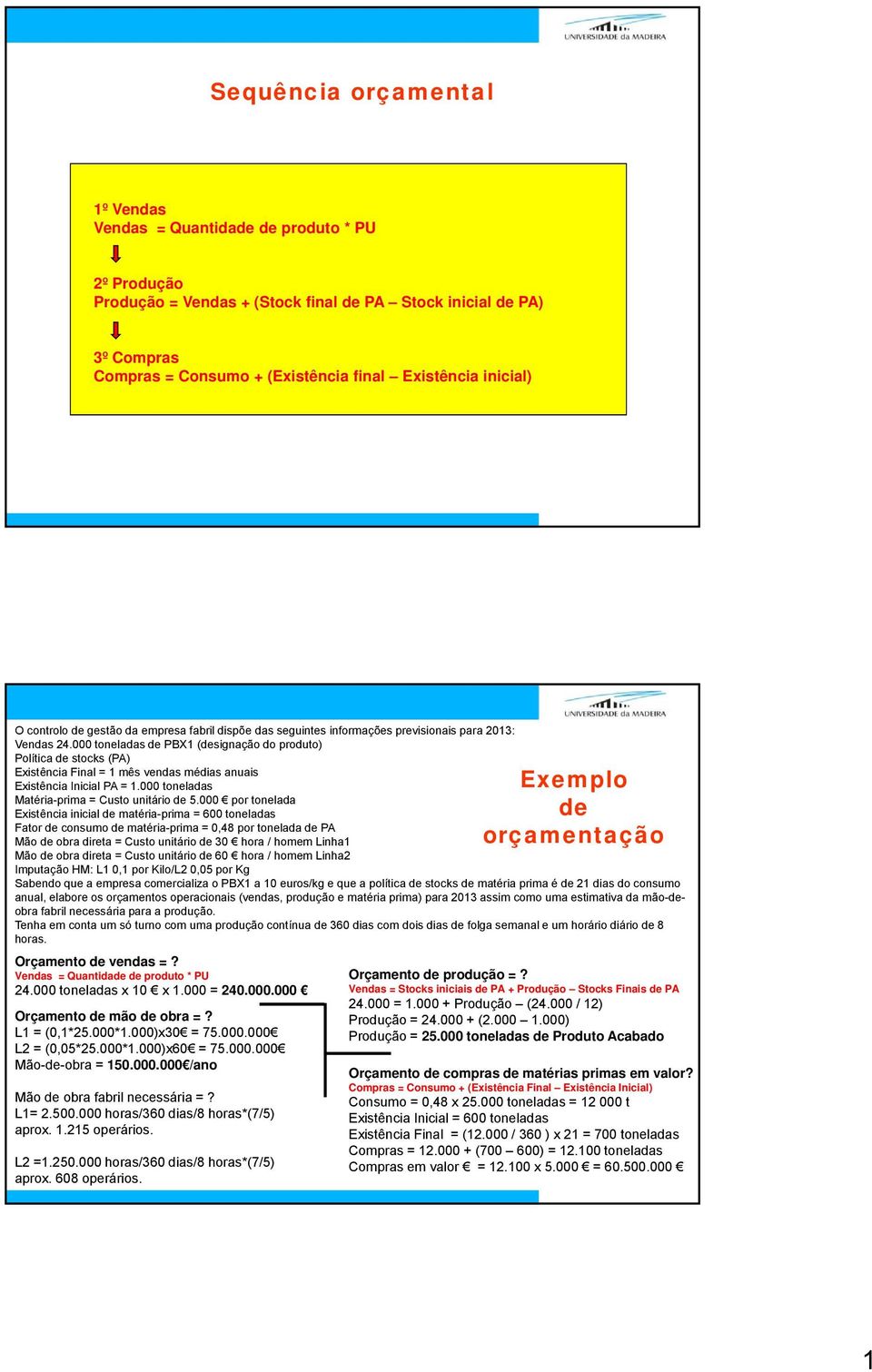 000 toneladas de PBX1 (designação do produto) Política de stocks (PA) Existência Final = 1 mês vendas médias anuais Existência Inicial PA = 1.000 toneladas Matéria-prima = usto unitário de 5.