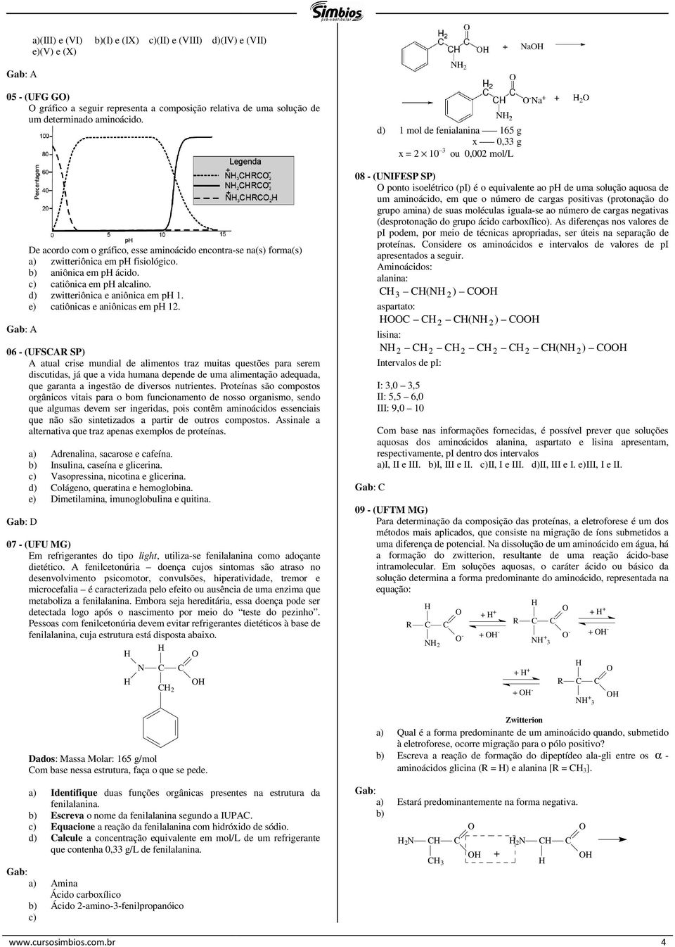 e) catiônicas e aniônicas em p 12.