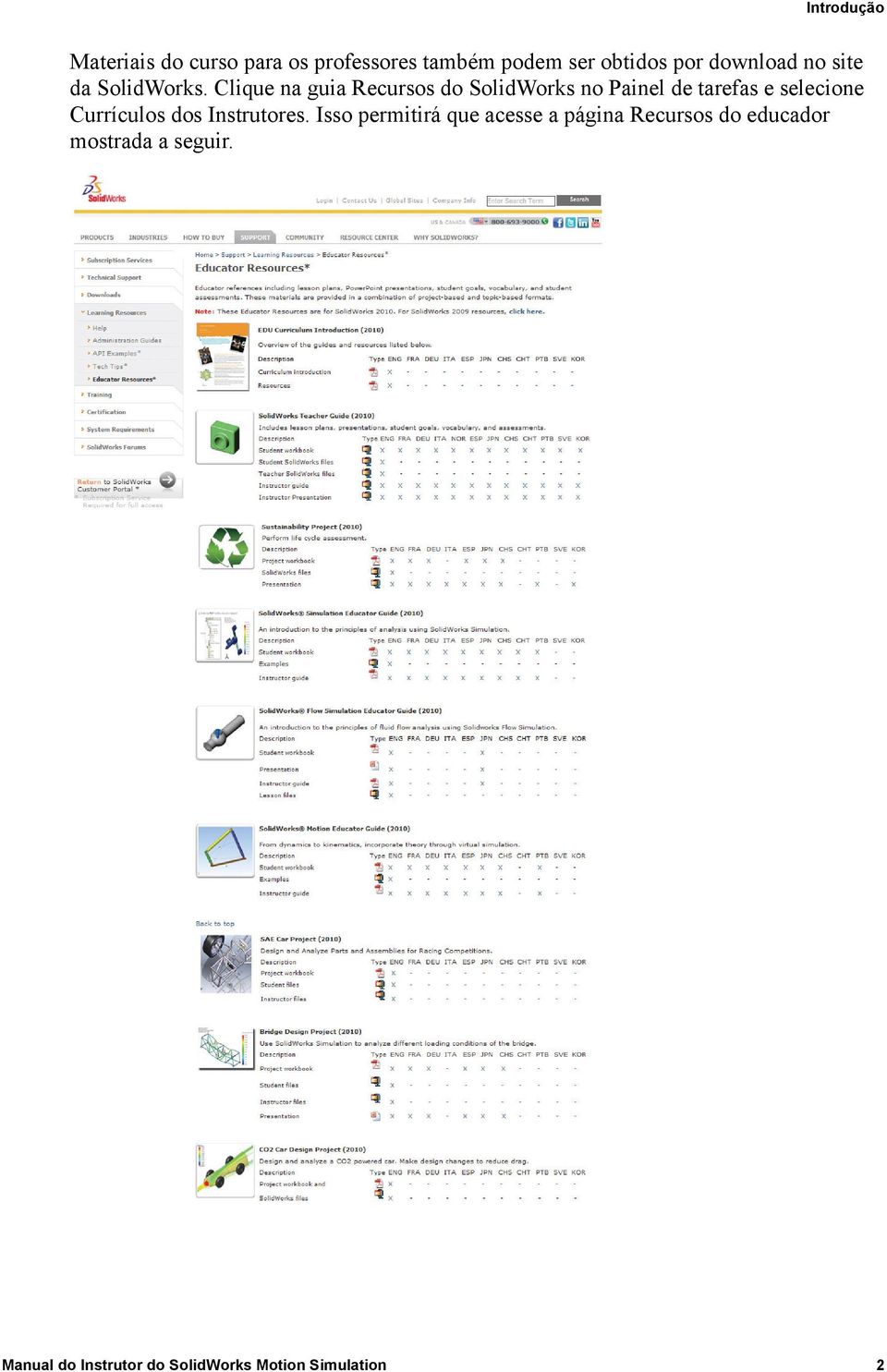 Clique na guia Recursos do SolidWorks no Painel de tarefas e selecione Currículos