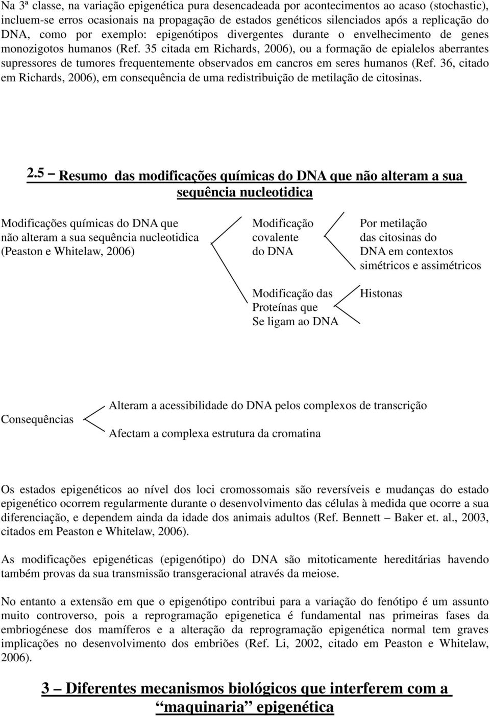 35 citada em Richards, 2006), ou a formação de epialelos aberrantes supressores de tumores frequentemente observados em cancros em seres humanos (Ref.