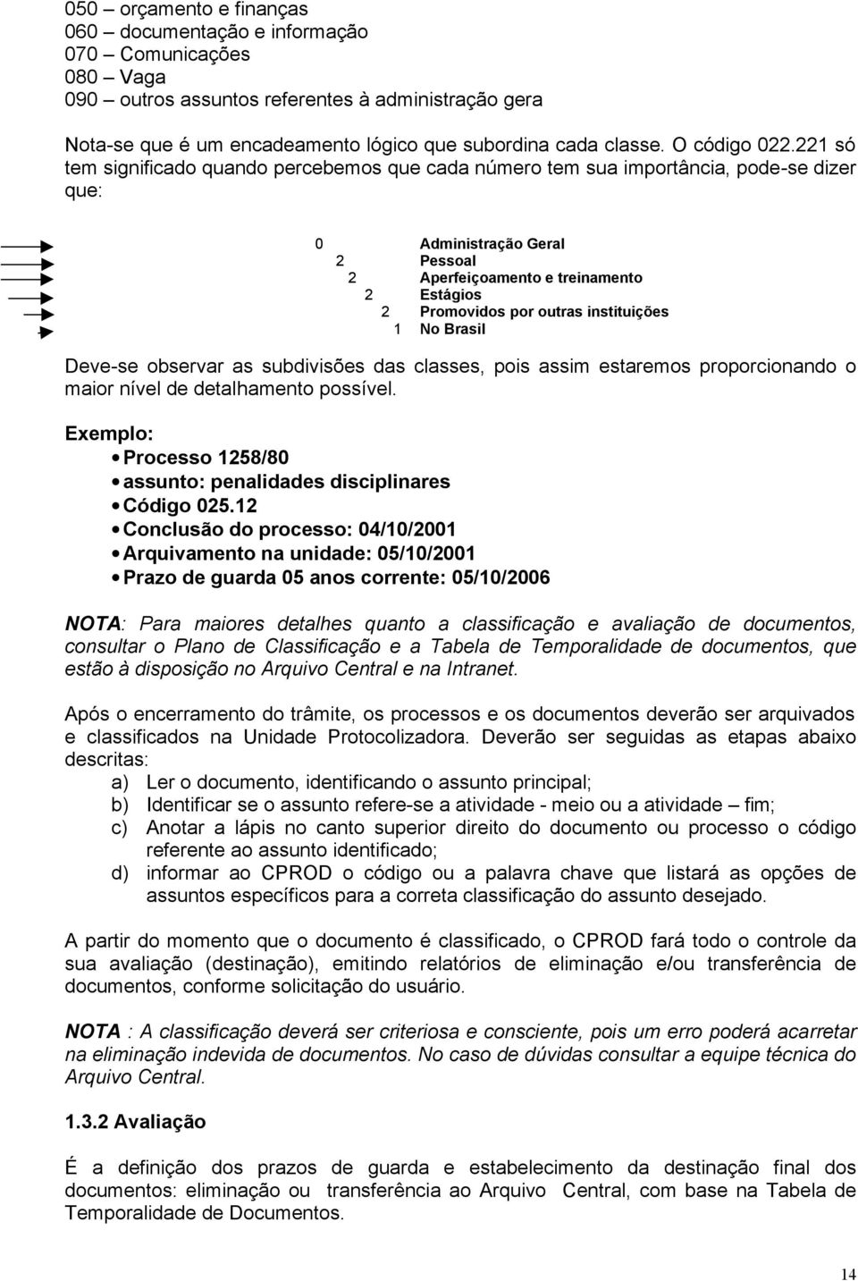 221 só tem significado quando percebemos que cada número tem sua importância, pode-se dizer que: 0 Administração Geral 2 Pessoal 2 Aperfeiçoamento e treinamento 2 Estágios 2 Promovidos por outras