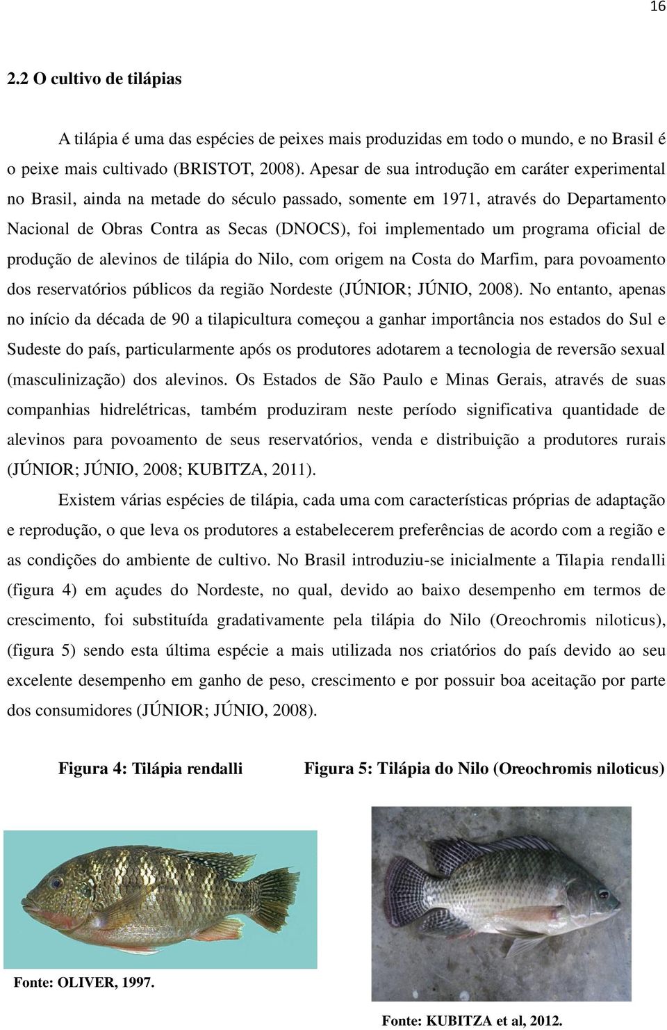 programa oficial de produção de alevinos de tilápia do Nilo, com origem na Costa do Marfim, para povoamento dos reservatórios públicos da região Nordeste (JÚNIOR; JÚNIO, 2008).