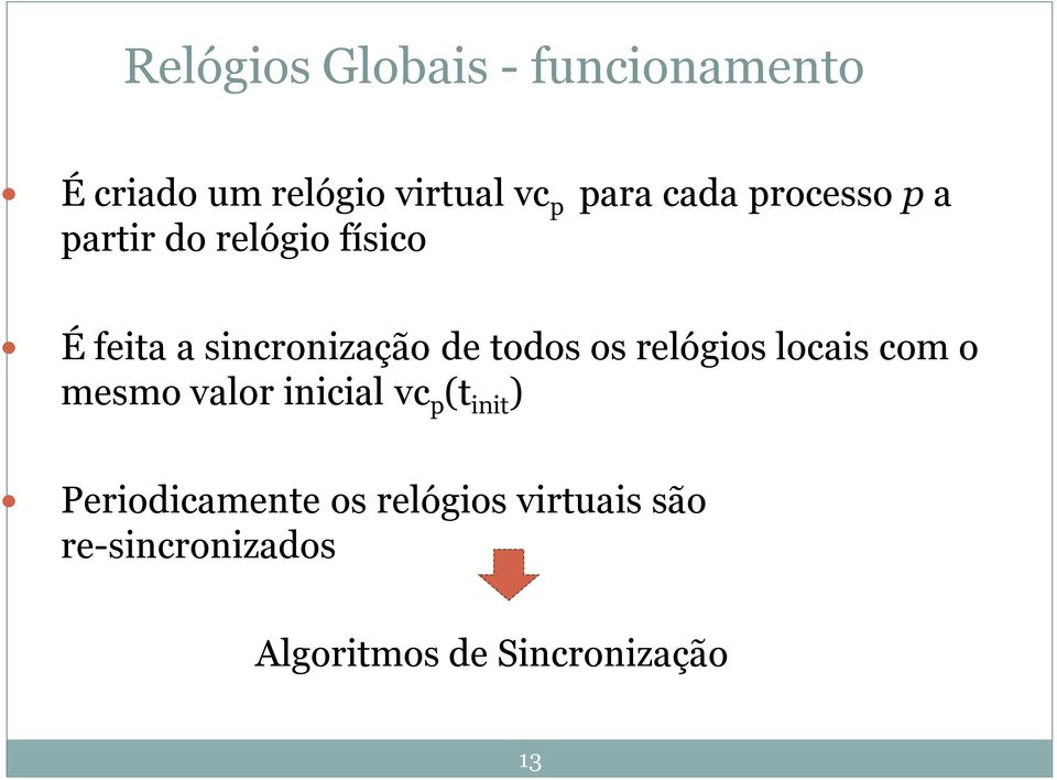 todos os relógios locais com o mesmo valor inicial vc p (t init )