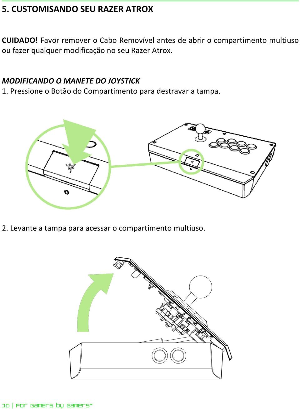 qualquer modificação no seu Razer Atrox. MODIFICANDO O MANETE DO JOYSTICK 1.