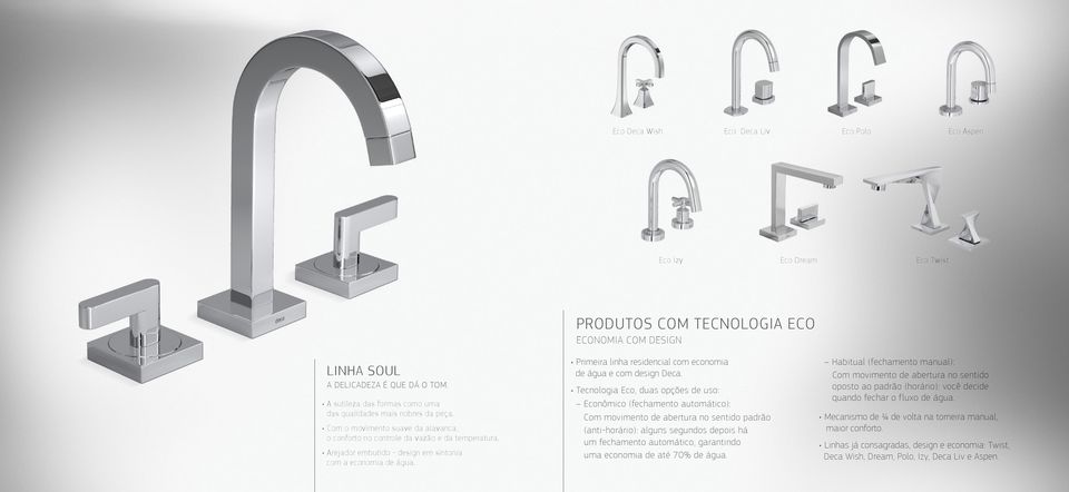 Arejador embutido - design em sintonia com a economia de água. Primeira linha residencial com economia de água e com design Deca.