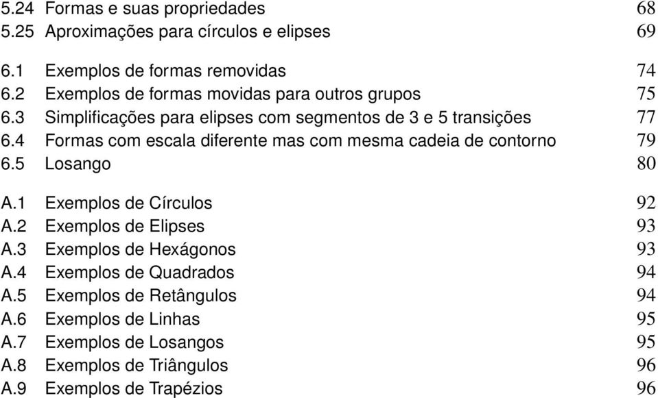 4 Formas com escala diferente mas com mesma cadeia de contorno 79 6.5 Losango 80 A.1 Exemplos de Círculos 92 A.2 Exemplos de Elipses 93 A.