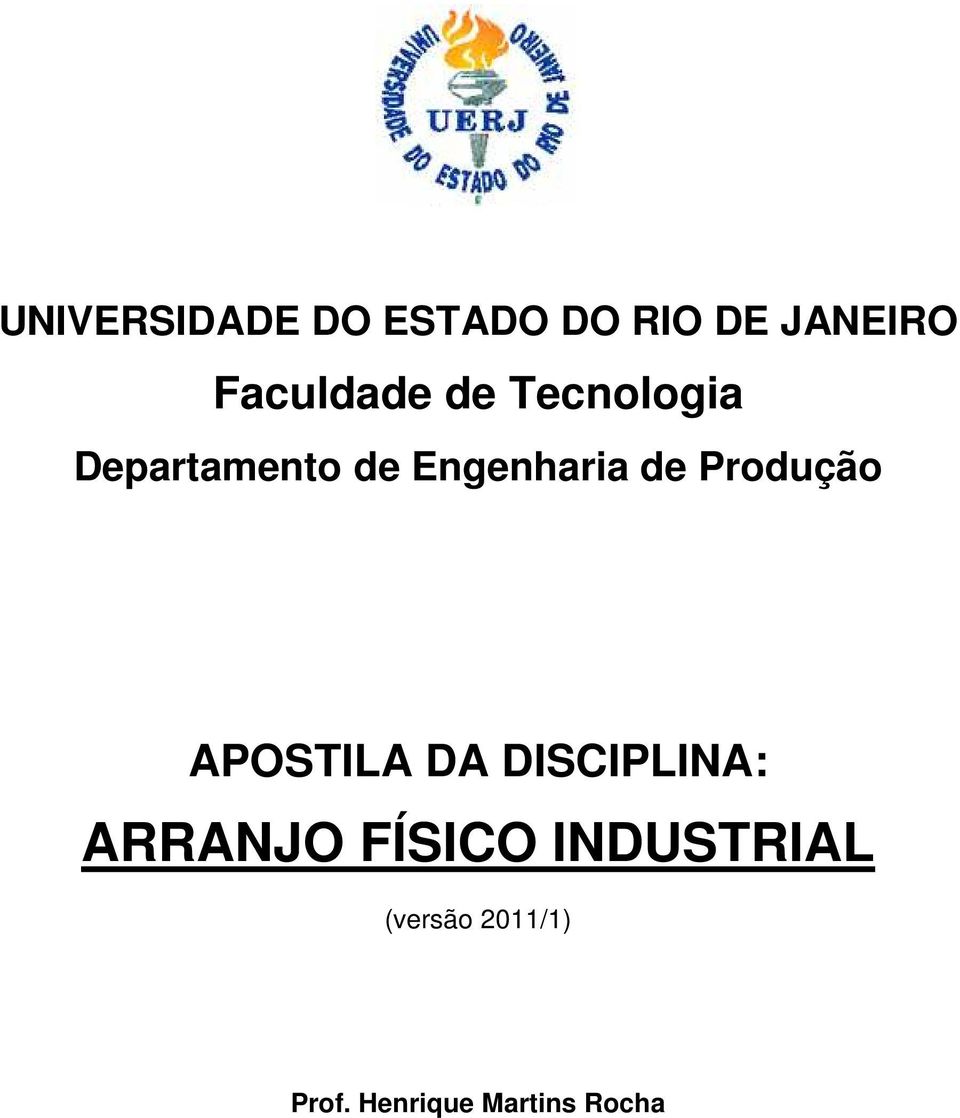 Engenharia de Produção APOSTILA DA DISCIPLINA: