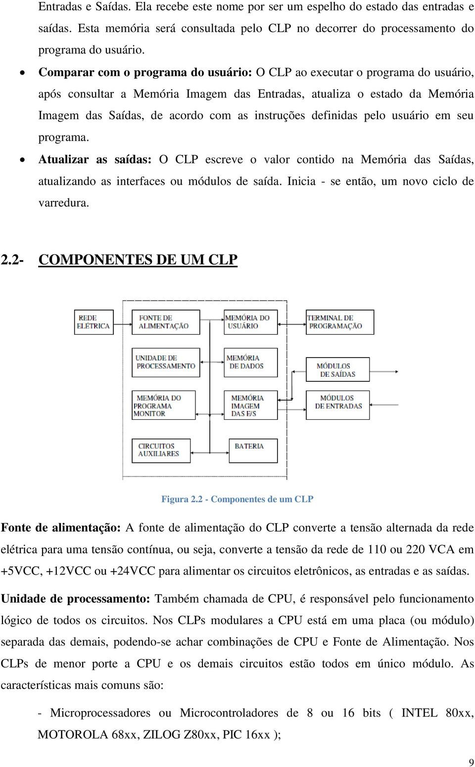 definidas pelo usuário em seu programa. Atualizar as saídas: O CLP escreve o valor contido na Memória das Saídas, atualizando as interfaces ou módulos de saída.