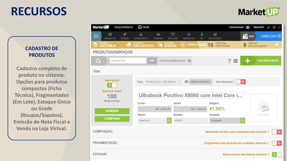 Opções para produtos compostos (Ficha Técnica),