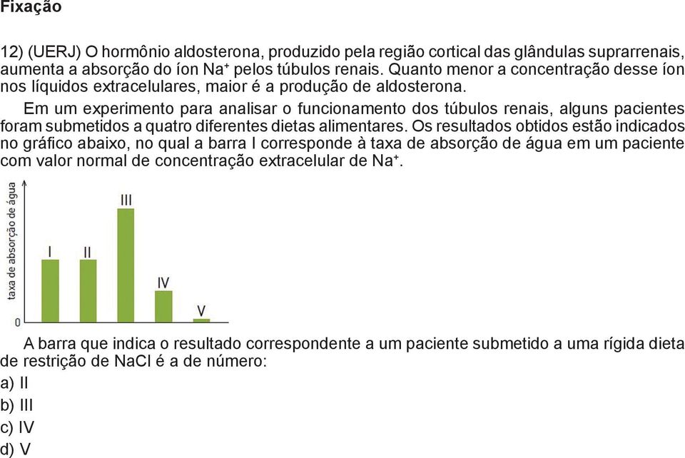 Em um experimento para analisar o funcionamento dos túbulos renais, alguns pacientes oram submetidos a quatro diferentes dietas alimentares.