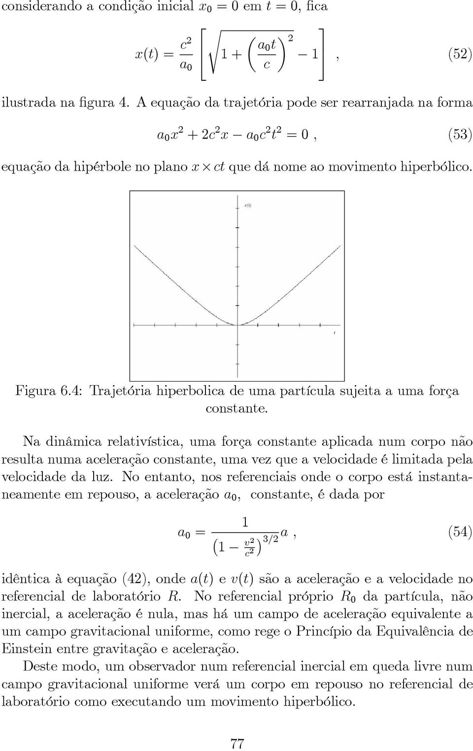 4: Trajetória hiperbolica de uma partícula sujeita a uma força constante.