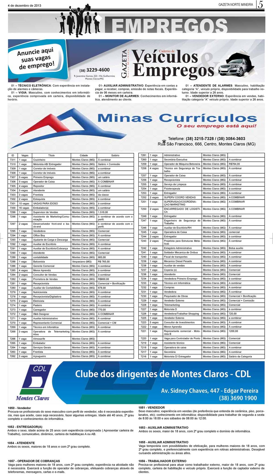 01- AUXILIAR ADMINISTRATIVO: Experiência em contas a pagar, a receber, compras, emissão de notas fiscais. Experiência de 06 meses em carteira.