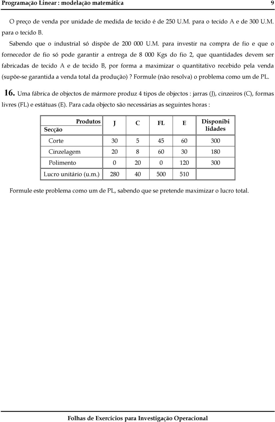 para investir na compra de fio e que o fornecedor de fio só pode garantir a entrega de 8 000 Kgs do fio 2, que quantidades devem ser fabricadas de tecido A e de tecido B, por forma a maximizar o