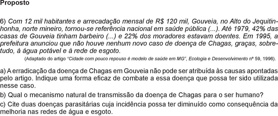 (Adaptado do artigo Cidade com pouco repouso é modelo de saúde em MG, Ecologia e Desenvolvimento nº 59, 1996).