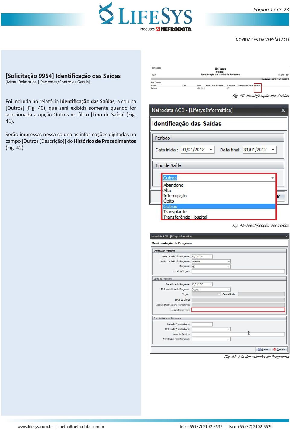 40), que será exibida somente quando for selecionada a opção Outros no filtro [Tipo de Saída] (Fig. 41). Fig.