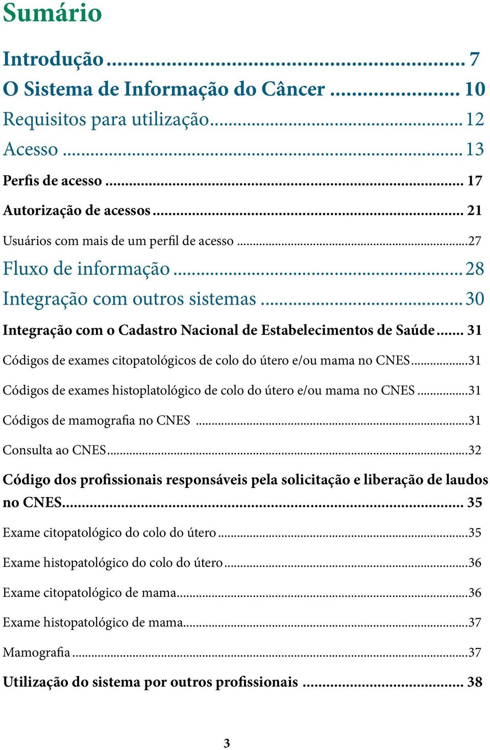 .. 31 Códigos de exames citopatológicos de colo do útero e/ou mama no CNES...31 Códigos de exames histoplatológico de colo do útero e/ou mama no CNES...31 Códigos de mamografia no CNES.