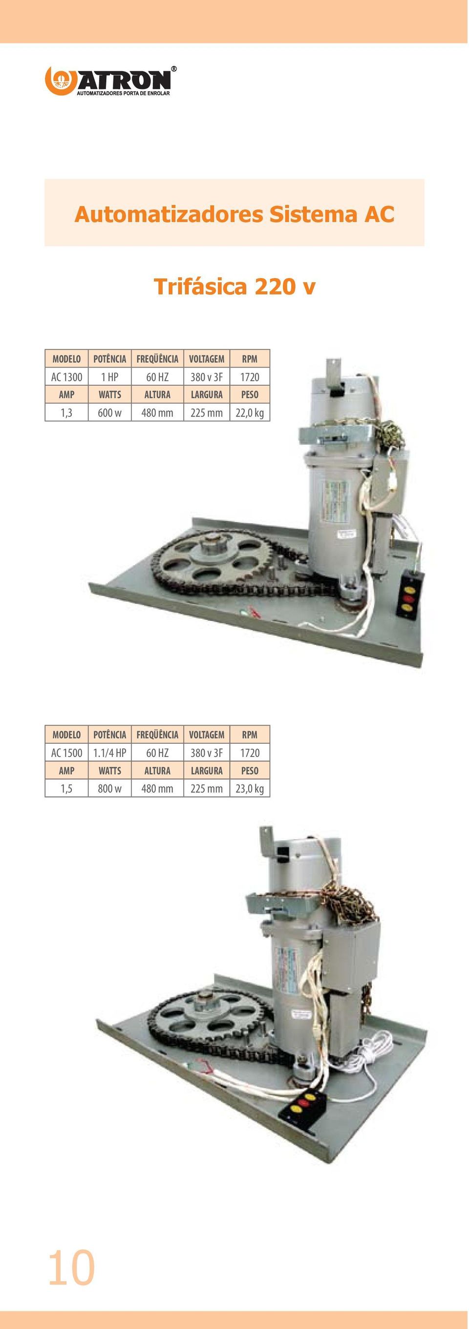 w 480 mm 225 mm 22,0 kg MODELO POTÊNCIA FREQÜÊNCIA VOLTAGEM RPM