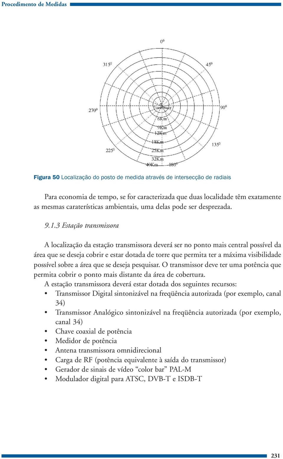 3 Estação transmissora A localização da estação transmissora deverá ser no ponto mais central possível da área que se deseja cobrir e estar dotada de torre que permita ter a máxima visibilidade