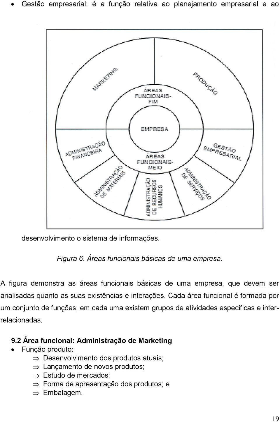 A figura demonstra as áreas funcionais básicas de uma empresa, que devem ser analisadas quanto as suas existências e interações.