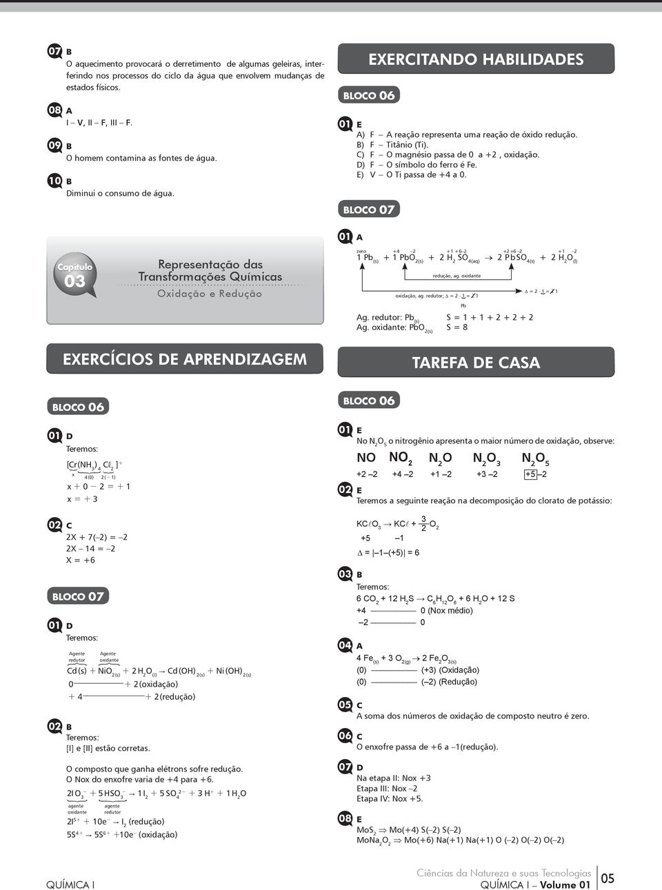 D) F O símbolo do ferro é Fe. E) V O Ti passa de +4 a.