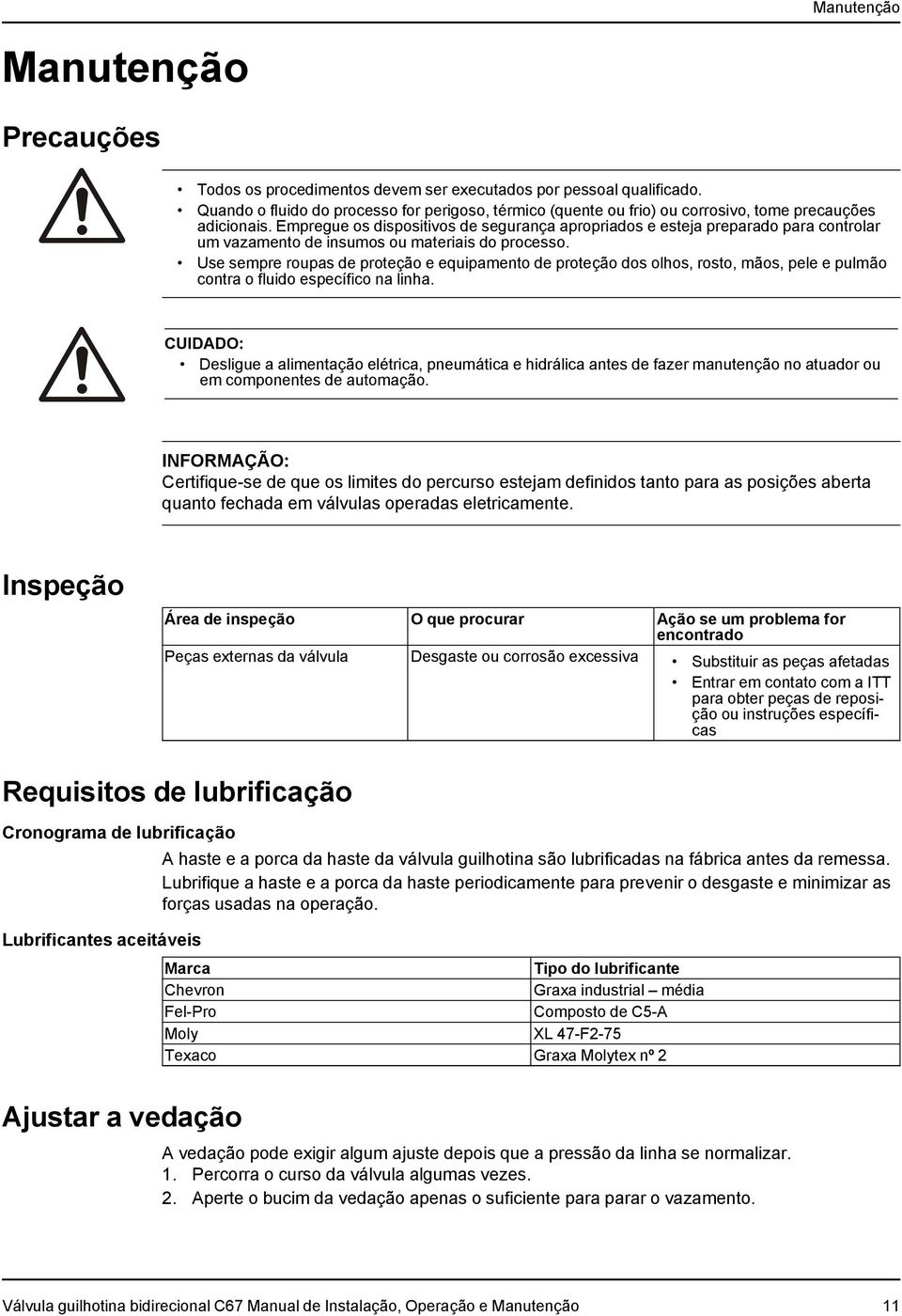 Empregue os dispositivos de segurança apropriados e esteja preparado para controlar um vazamento de insumos ou materiais do processo.