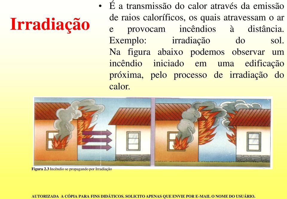 Na figura abaixo podemos observar um incêndio iniciado em uma edificação próxima,