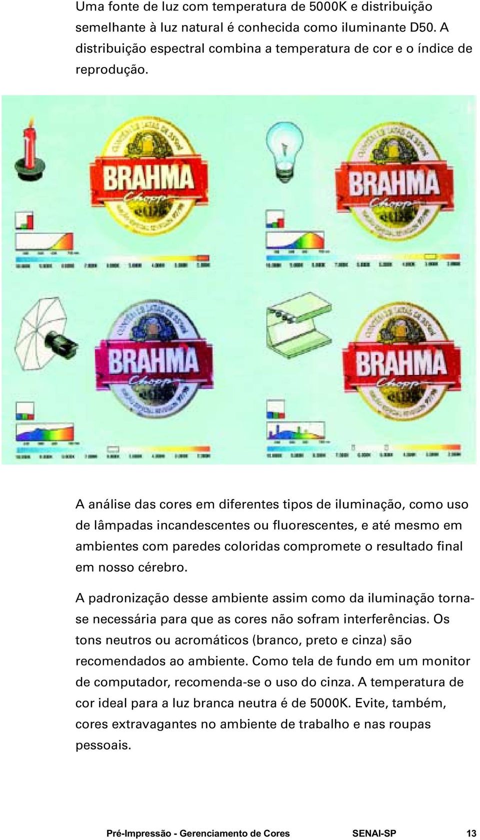 cérebro. A padronização desse ambiente assim como da iluminação tornase necessária para que as cores não sofram interferências.